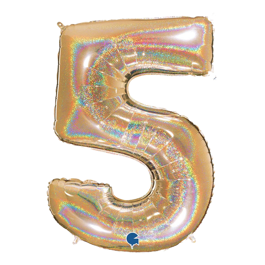 Numeroilmapallo Glitter Kulta - Numero 5