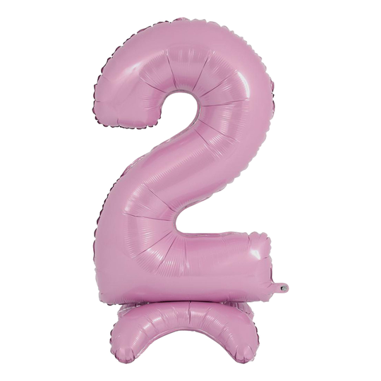 Numeroilmapallo Telineellä Pastellinvaaleanpunainen - Numero 2