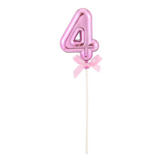 Kakkukoriste Numero Vaaleanpunainen Rusetti - Numero 4