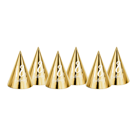 Partyhatut 18th Birthday Kulta Metallic - 6-pakkaus