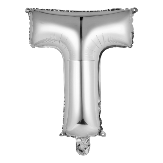 Kirjainilmapallo Mini Hopea Metallic - Kirjain T