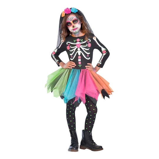 Day of the Dead Mekko Lasten Naamiaisasu - Medium