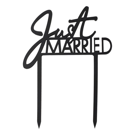 Kakkukoriste Just Married Akryyliä Musta