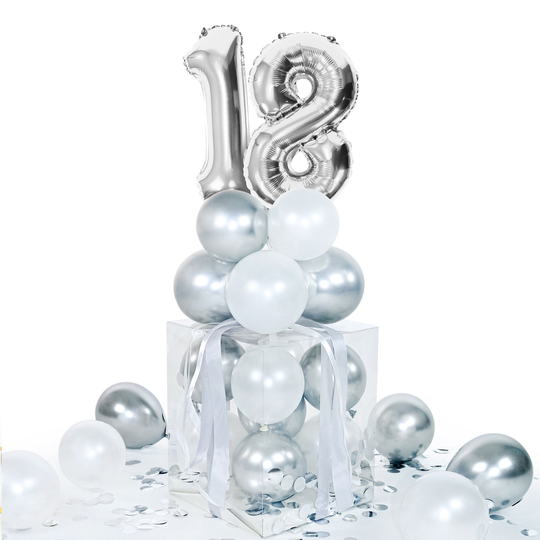 Ilmapallolaatikko Numerot Hopea 18