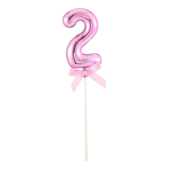 Kakkukoriste Numero Vaaleanpunainen Rusetti - Numero 2