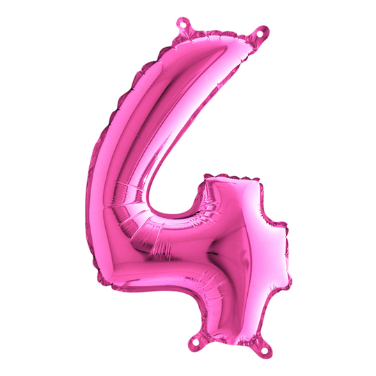 Numeroilmapallo Mini pinkki metallinen - Numero 4