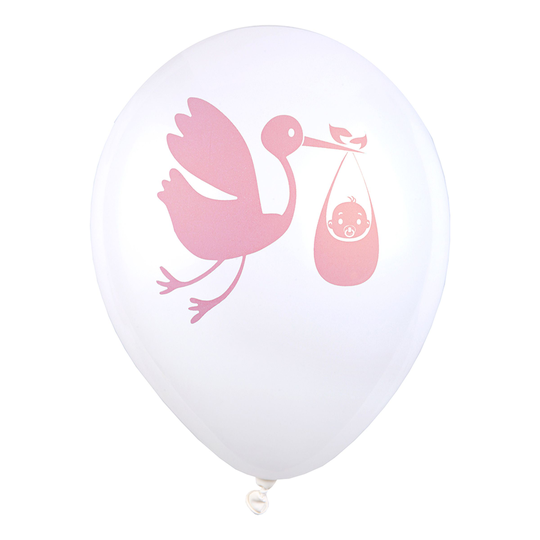 Lateksi-ilmapallot Babyshower Roosa - 8-pakkaus