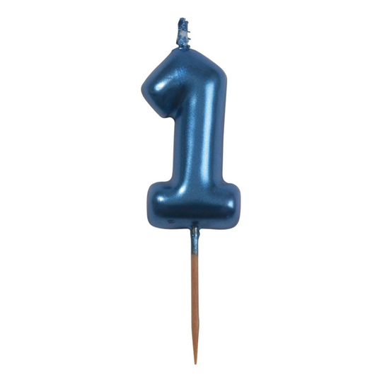 Sininen Kakkukynttilä Numero - Numero 1