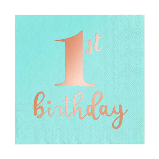Lautasliinat - Vaaleansininen/minttu, 1st birthday, 10kpl