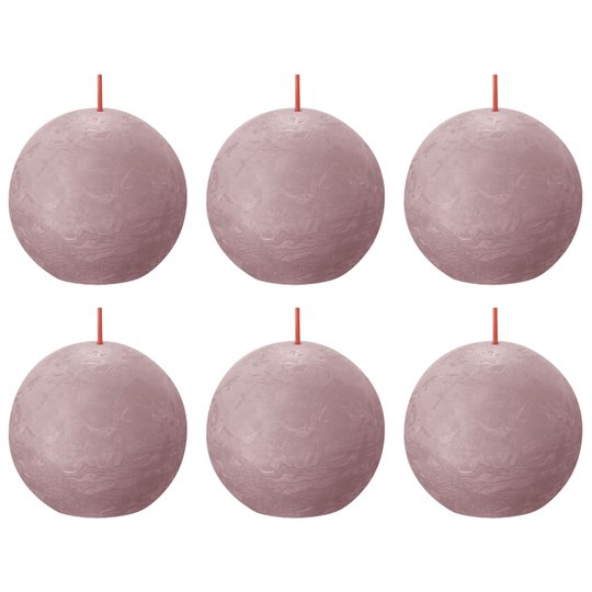 Bolsius Pallokynttilät Shine 6 kpl rustiikkinen 76x71 mm samea ruusu