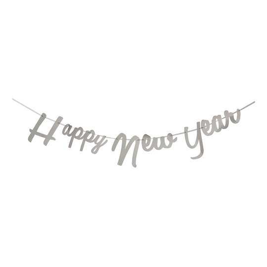 Viirinauha Happy New Year Metallinhohtoinen Hopea