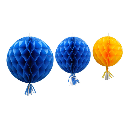 Honeycomb Tassel Sininen/Keltainen Riippuva Koriste - 3-pakkaus