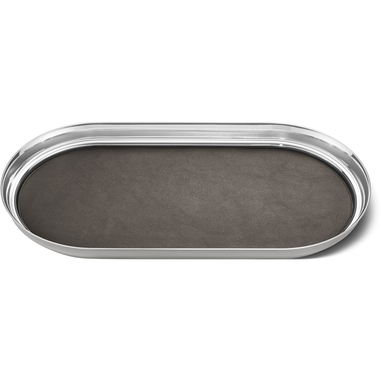 Georg Jensen Manhattan-tarjotin, terästä ja nahkaa