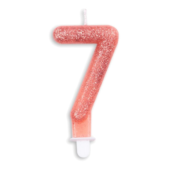 Kakkukynttilät Numero Kimalle Ruusukulta - Numero 7