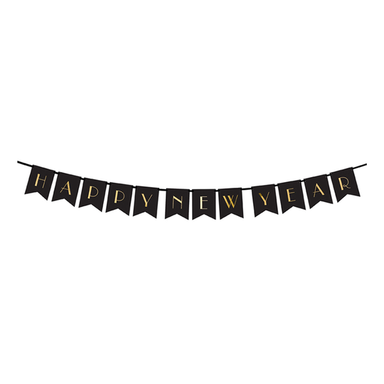 Viirinauha Happy New Year DIY Musta/Kultainen