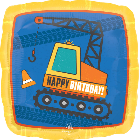 Foliopallo - Happy Birthday - Työmaa, 43cm