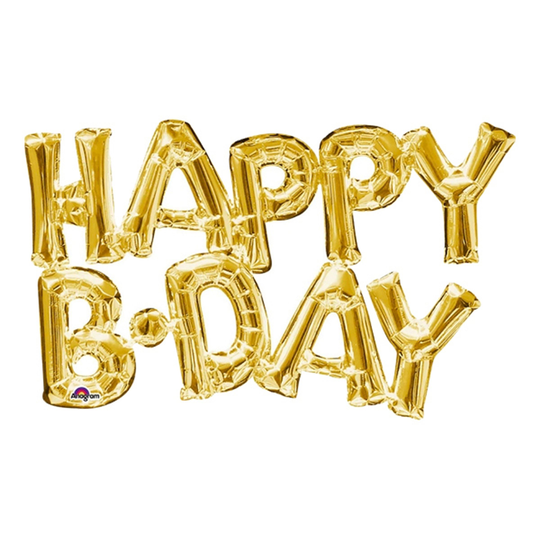 Kirjainilmapallo Happy B-Day Kulta