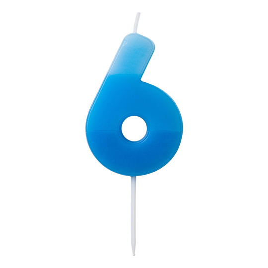 Kakkukynttilä Numero Sininen - Numero 6