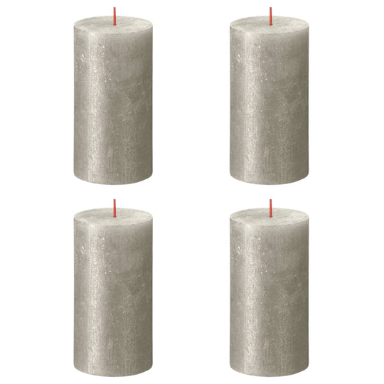 Bolsius Pilarikynttilät Shimmer 4 kpl rustiikkinen 130x68 mm samppanja
