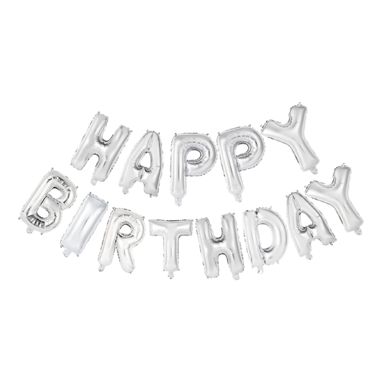 Ilmapalloviirinauha Happy Birthday Hopea Metallic