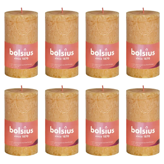 Bolsius Pilarikynttilät Shine 8 kpl 100x50 mm hunajakennon keltainen