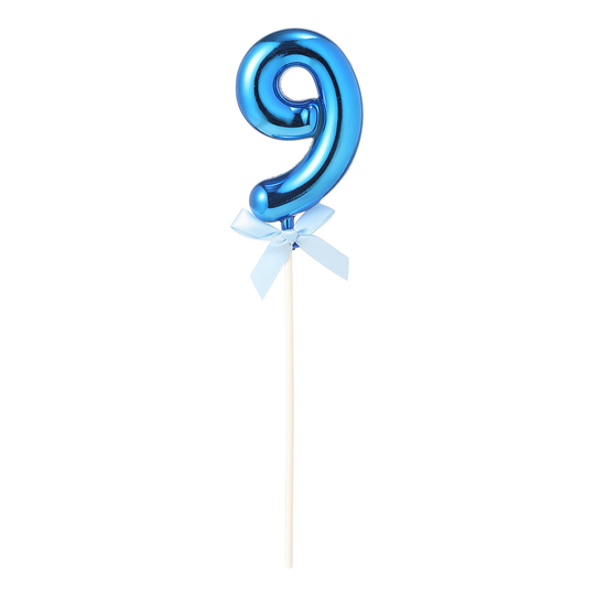 Kakkukoriste Numero Sininen Rusetti - Numero 9