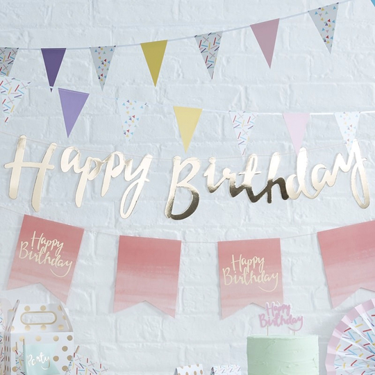 Viirinauha Happy Birthday Kulta Metallinen