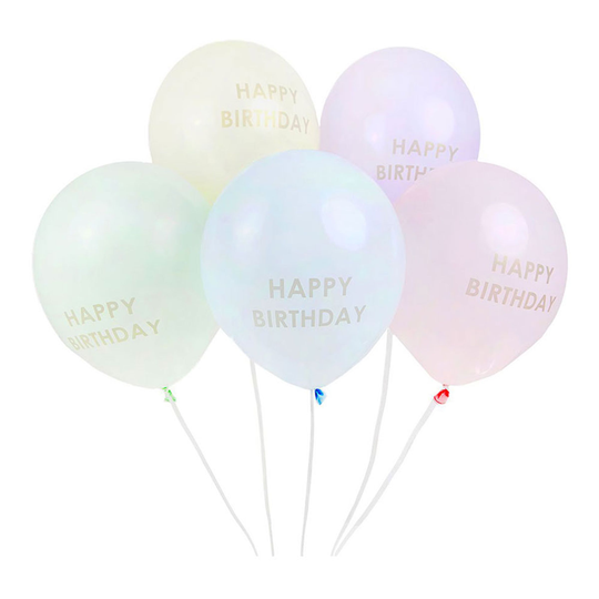Ilmapallot Pastelli Happy Birthday - 5-pakkaus