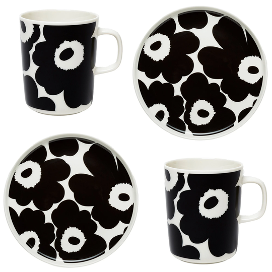 Marimekko Unikko aamiaissetti, muki ja lautanen