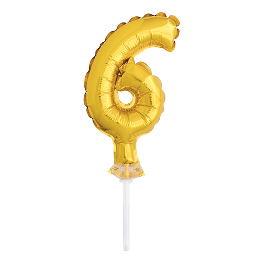 Kakkukoriste Numeroilmapallo Mini Kultainen - Numero 6