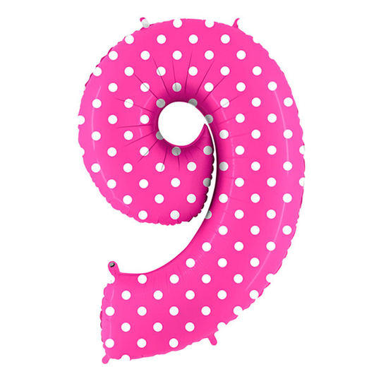 Numeroilmapallo Vaaleanpunainen Pilkullinen - Numero 9