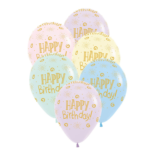 Ilmapallot Happy Birthday Monivärinen - 6-pakkaus