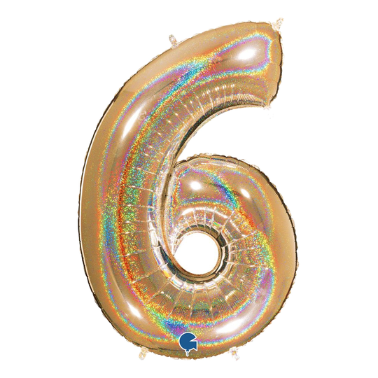 Numeroilmapallo Glitter Kulta - Numero 6