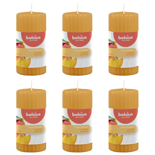 Bolsius Tuoksupilarikynttilät 6 kpl 120x58 mm mango