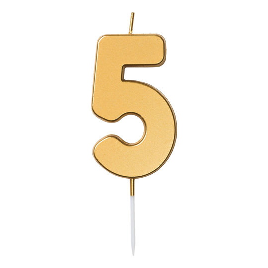 Kakkukynttilä Numero Kulta - Numero 5
