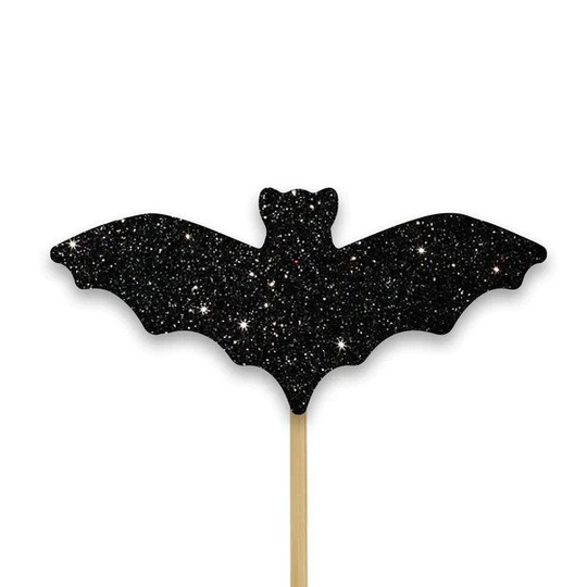 Cocktailtikut - Mustat glitterlepakot, 12kpl