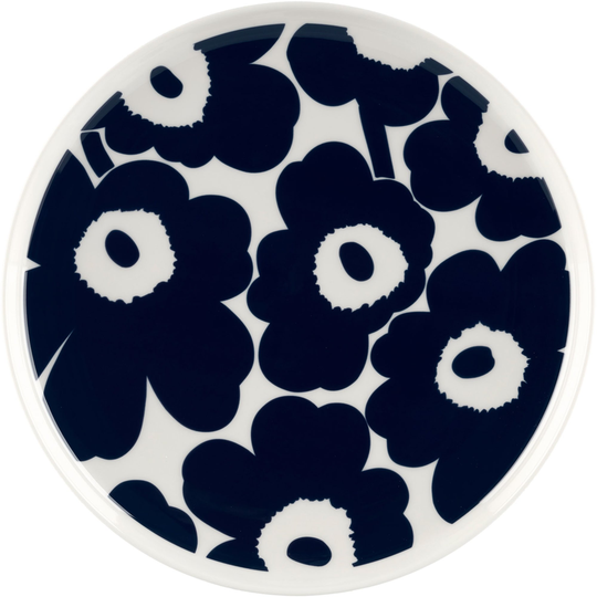 Marimekko Unikko-lautanen, 25 cm, valkoinen/sininen