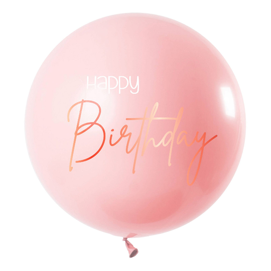 Ilmapallo XL Happy Birthday Pyöreä Lush Blush - Kappaleittain
