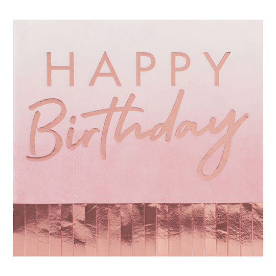 Lautasliinat Happy Birthday Hapsuilla Roosa/Ruusukulta