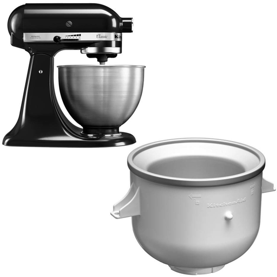 KitchenAid Classic-yleiskone (musta) + jäätelökone
