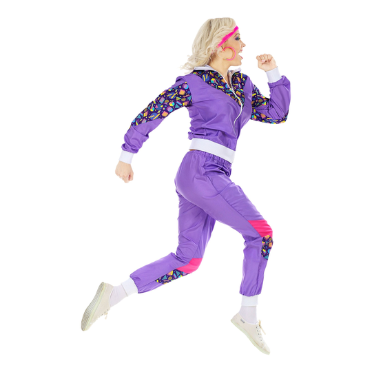 80-luvun Verryttelypuku Violetti Naamiaisasu - Large