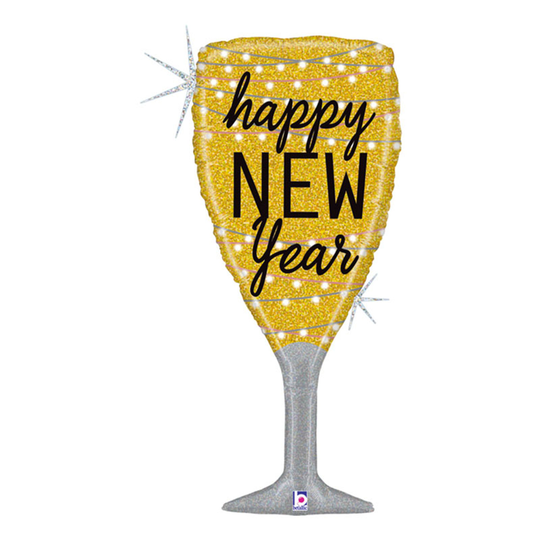Folioilmapallo Samppanjalasi Happy New Year
