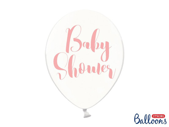 Ilmapallot läpinäkyvät/vaaleanpunaiset, Baby Shower, 30cm, 6kpl