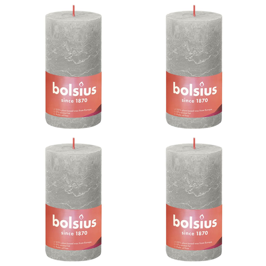 Bolsius Pilarikynttilät Shine 4 kpl 130x68 mm hiekanharmaa