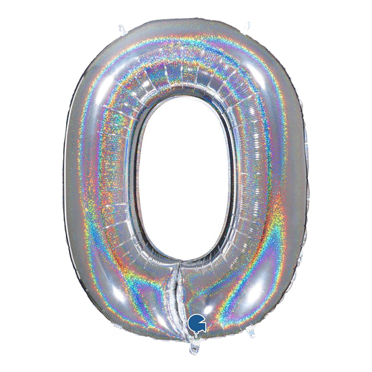 Numeroilmapallo Glitter Hopea - Numero 0