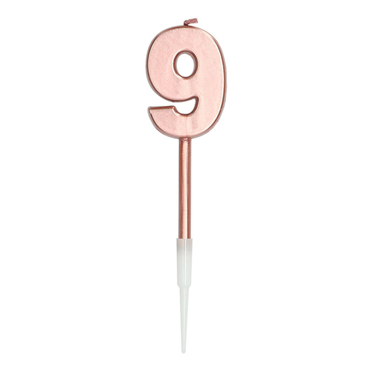 Kakkukynttilä Ruusukulta Metallic - Numero 9