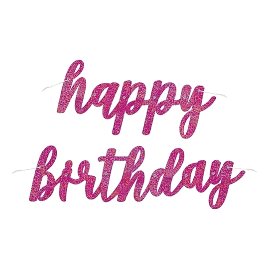 Viirinauha Happy Birthday Vaaleanpunainen/Glitter