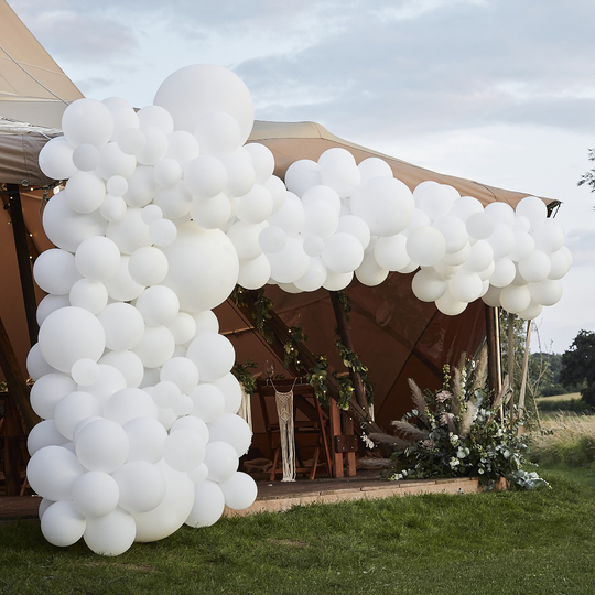Iso Ilmapallokaari Luxe, Valkoinen, 200ilmapalloa