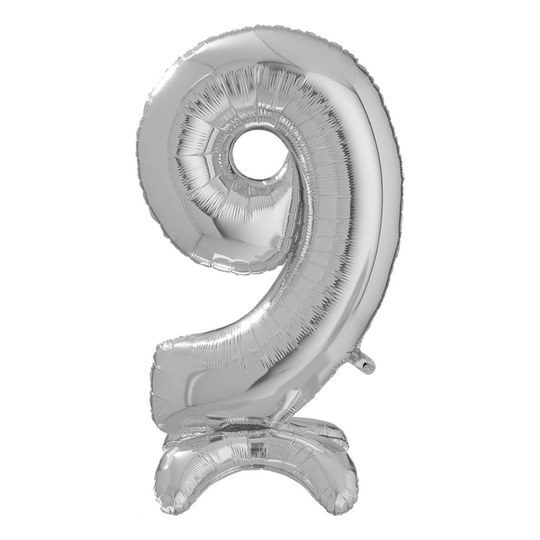 Numeroilmapallo Telineellä Hopea - Numero 9