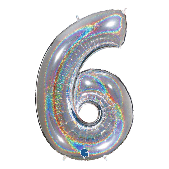 Numeroilmapallo Glitter Hopea - Numero 6